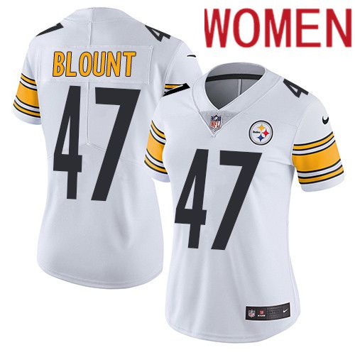 Women Pittsburgh Steelers 47 Mel Blount Nike White Vapor Limited NFL Jersey